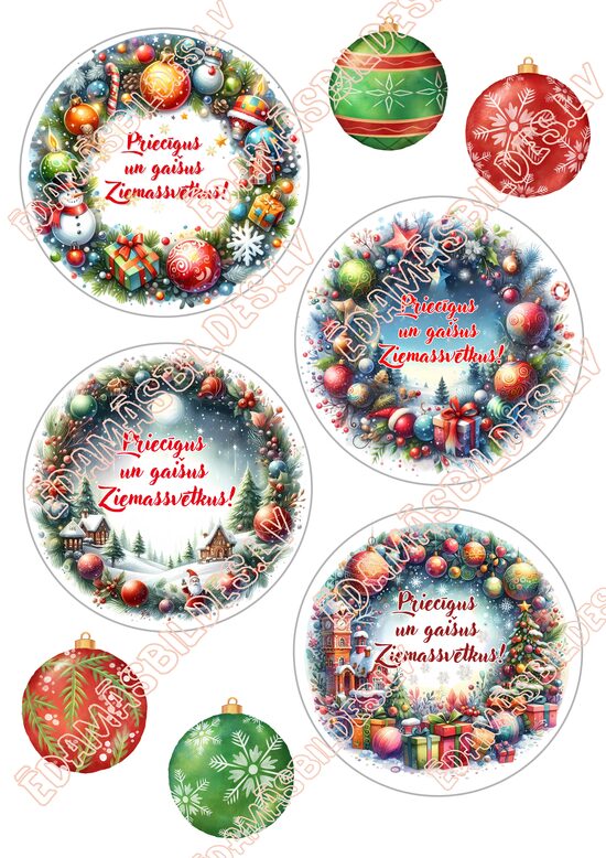 Cukura papīrs ar apdruku "Ziemassvētku Bento kūka" Nr 3